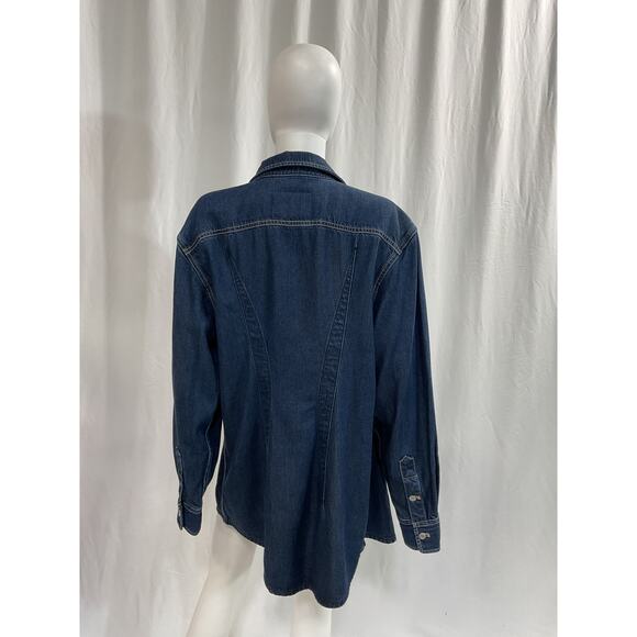 7 For All Mankind 'Denim' Blue Lustre Shacket Jacket Size M - Picture 3 of 5